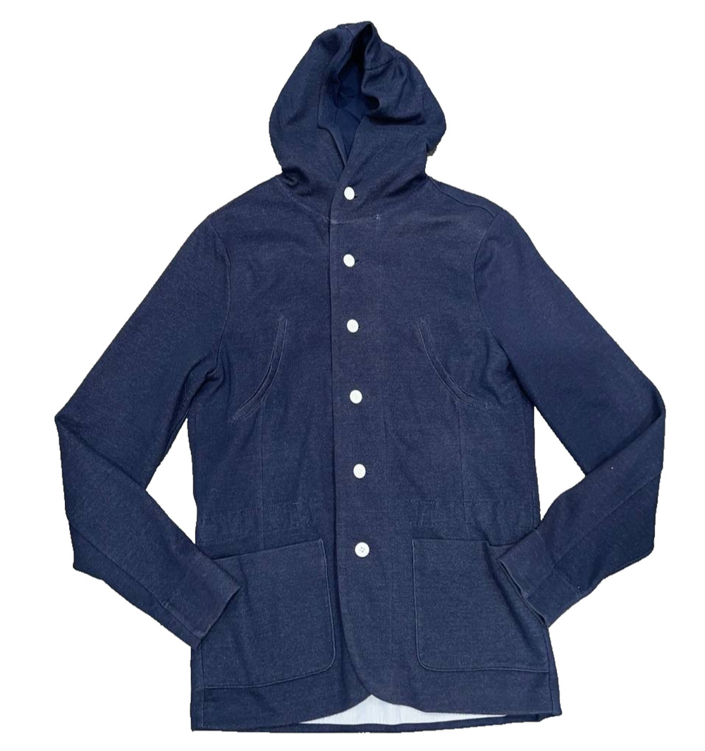 Reiss Hoody Cardigan jacket cotton button down in Navy Medium A004147